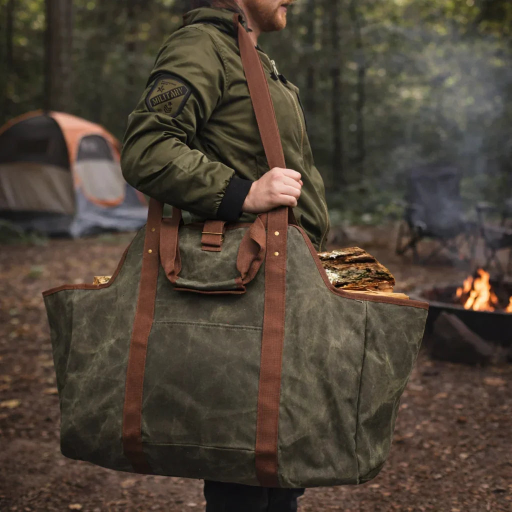 Firewood Carrier Bag – Waterproof Large Capacity Tote for Camping & Outdoor Use